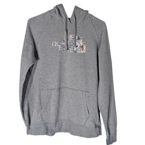The North Face Hoodie Sweatshirt Gray Logo Pocket Pullover Gorpcore Womens Large